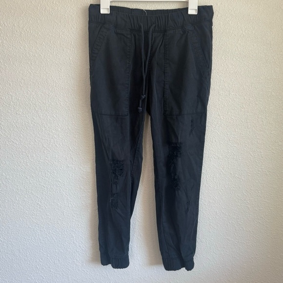 Cloth & Stone Women's Small Black Jogger Sweatpants Distressed Boho Loungewear - Picture 1 of 11